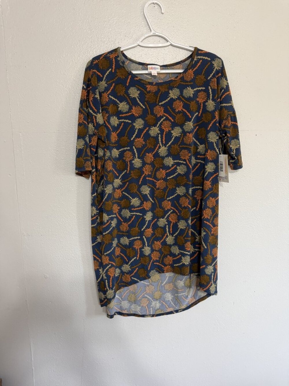 NWT LuLaRoe Irma Navy Rust Thistle Floral Tunic S 💙